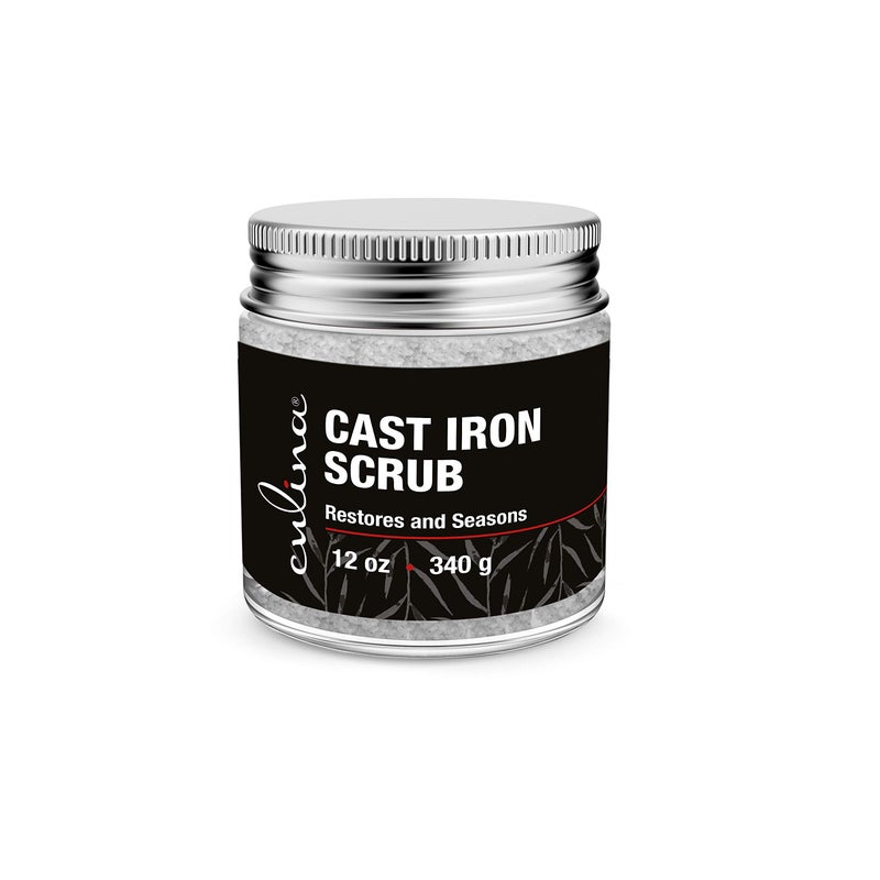 Culina Cast Iron Cleaning Restoring Scrub Removes Rust Without Scratching Care Before Cleaning Washing Seasoning 100 Natural for Cast Iron Skillets Pans Cookware